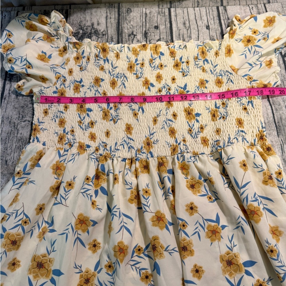 Leasty Curve 3X Floral Yellow Smocked Sunflowers Summer Spring Dress - Picture 6 of 10